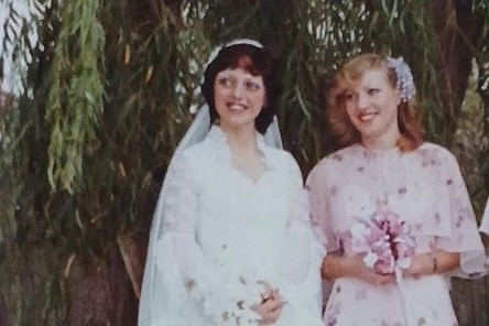 Kelly on her wedding day with the bride